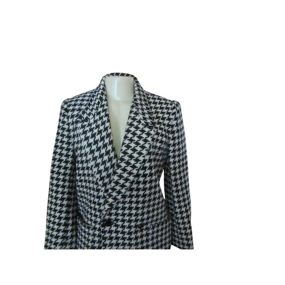 Vintage Giorgio Saint Angelo Houndstooth Black & White Wool Blazer Jacket Sz 8 M - Picture 3 of 8